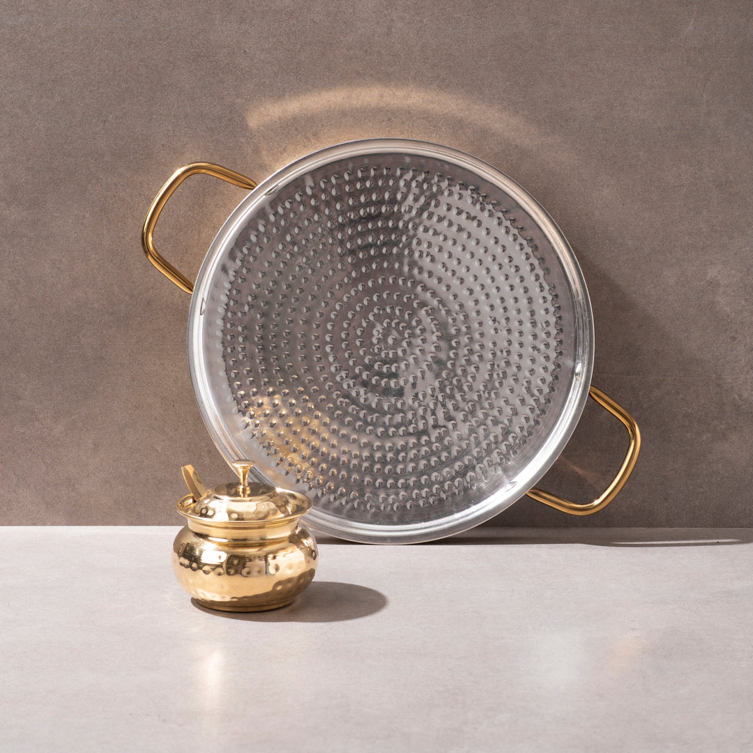 Brass Dosa Tawa with Insulated handles And Brass Ghee Pot Combo P-TAL