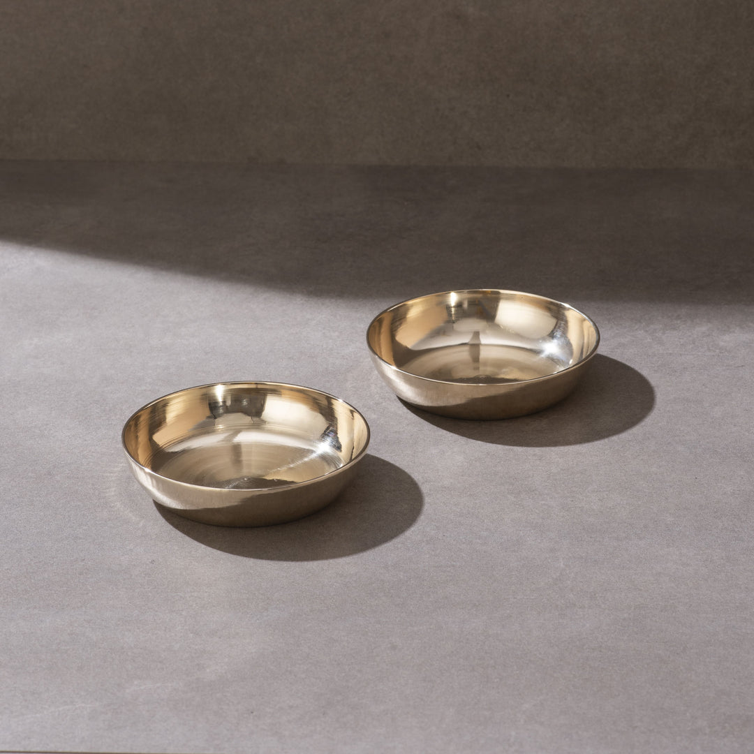Set of 2 Kansa Flat Dish Bowl P-TAL