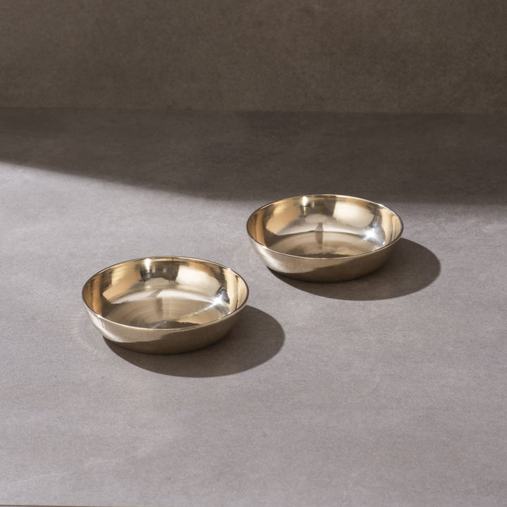 Set of 2 Kansa Flat Dish Bowl P-TAL