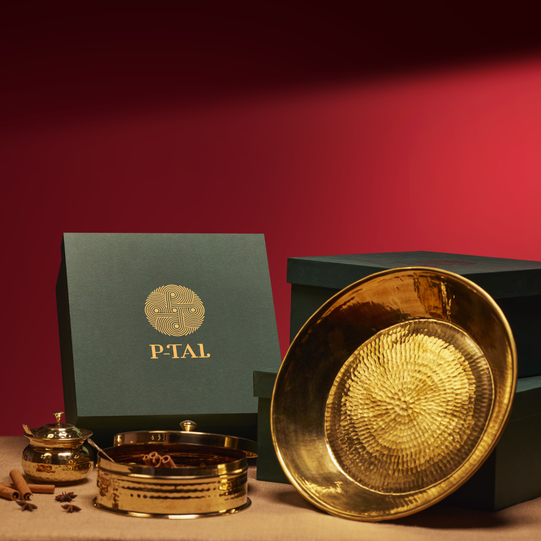 Kitchen Essentials Set (Masala box + Ghee pot + Paraat) In A Gift Box P-TAL