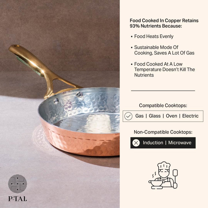 Copper Frypan (Frying Pan) with Insulated Brass Handle