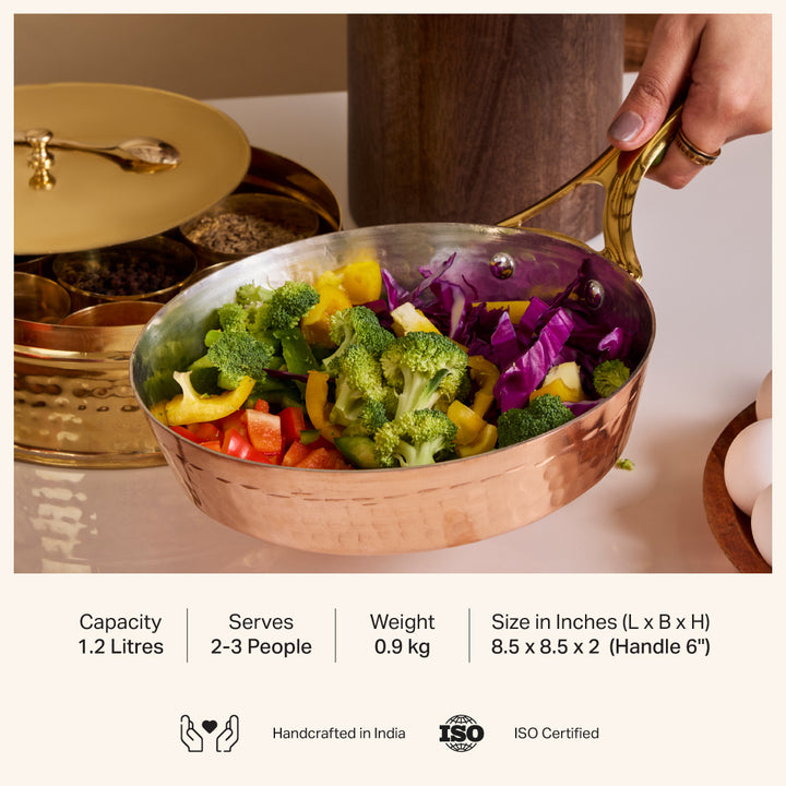 Copper Frypan (Frying Pan) with Insulated Brass Handle