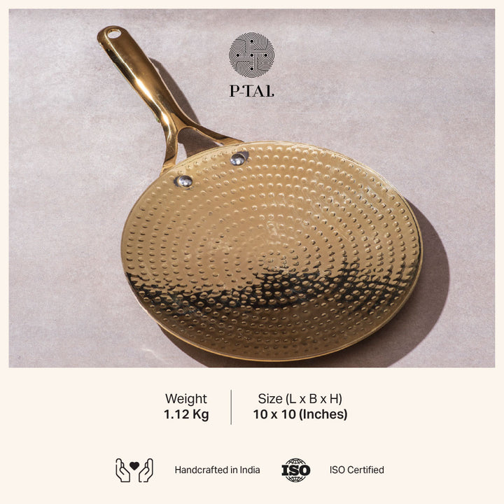 Brass Roti Tawa with Insulated handle And Ghee Pot Combo