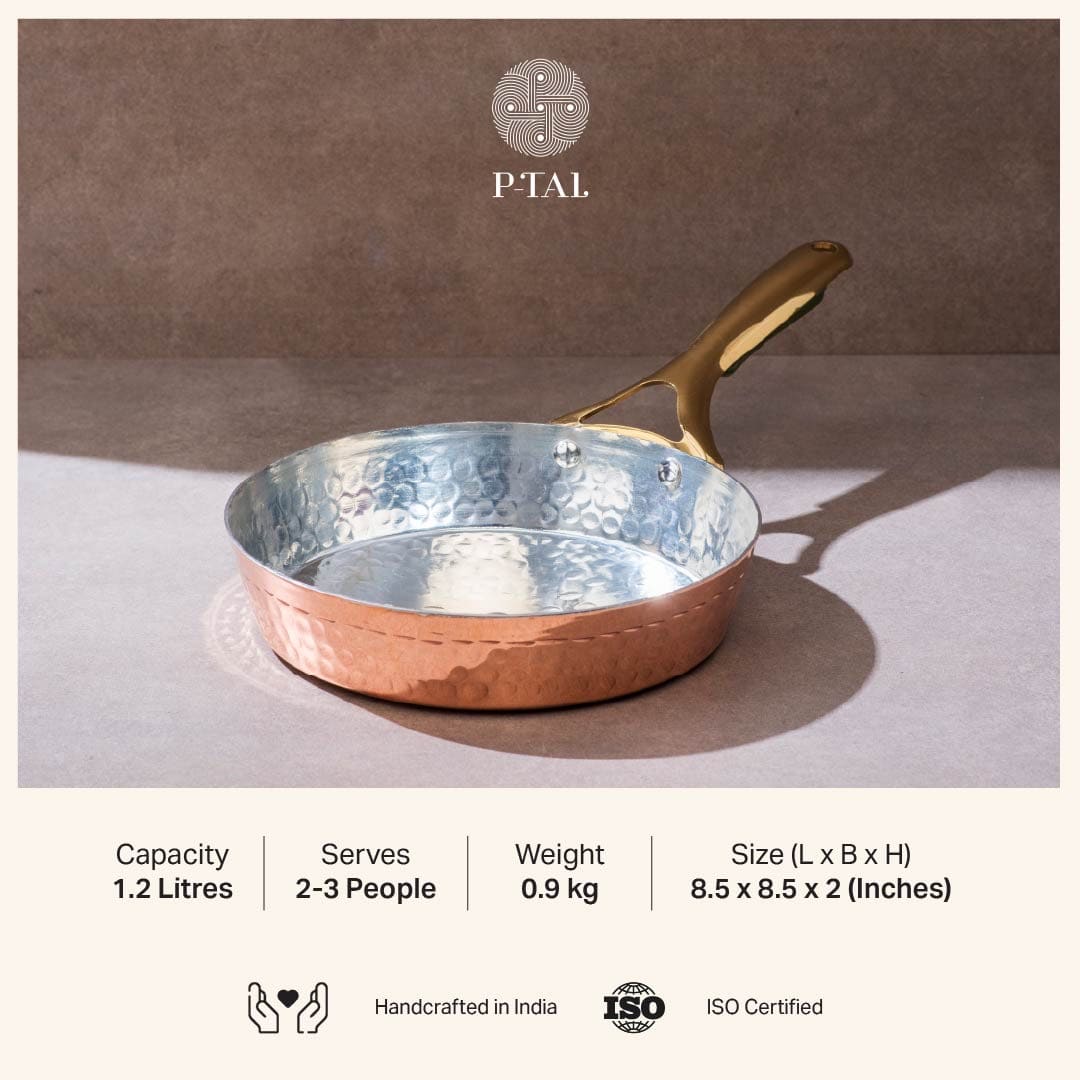 Copper Frypan (Frying Pan) with Insulated Brass Handle