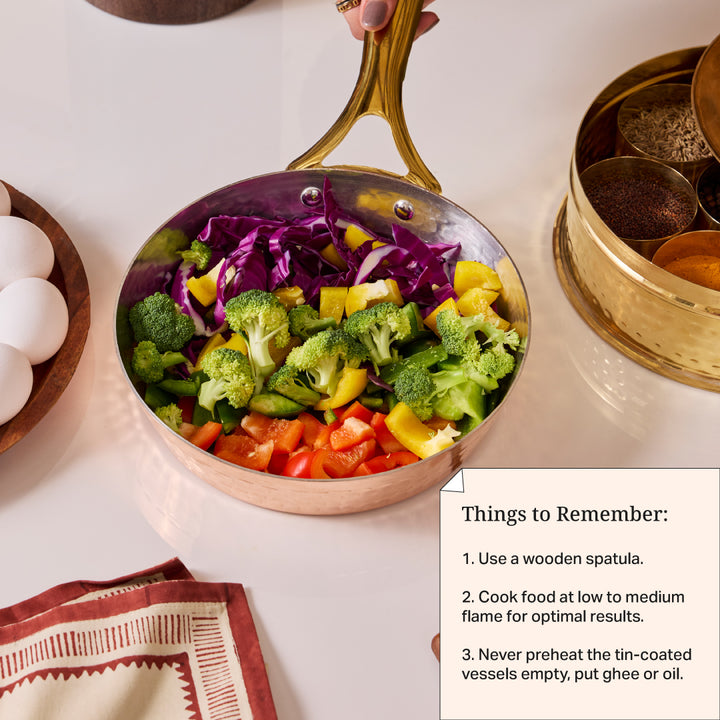 Copper Frypan (Frying Pan) with Insulated Brass Handle