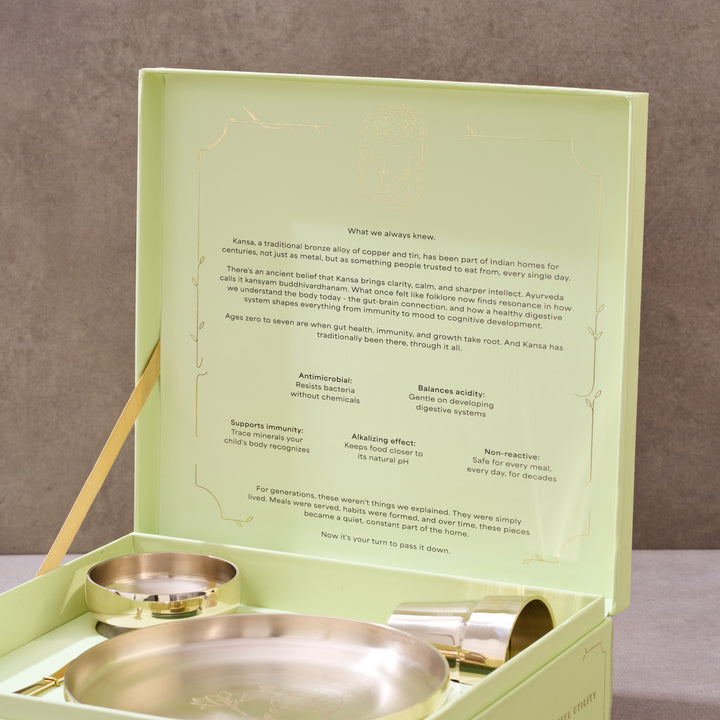 Kids Dinner Set Handcrafted In Pure Kansa (Bronze)