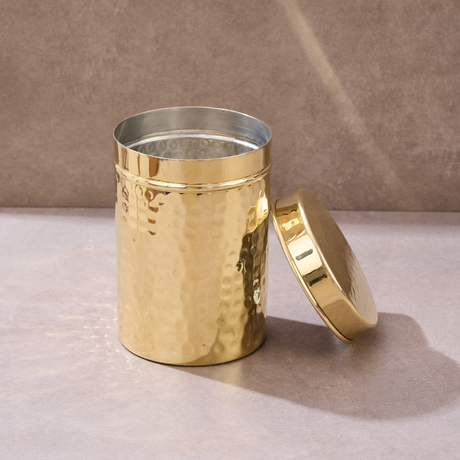 Pure Brass hammered storage canister with lid