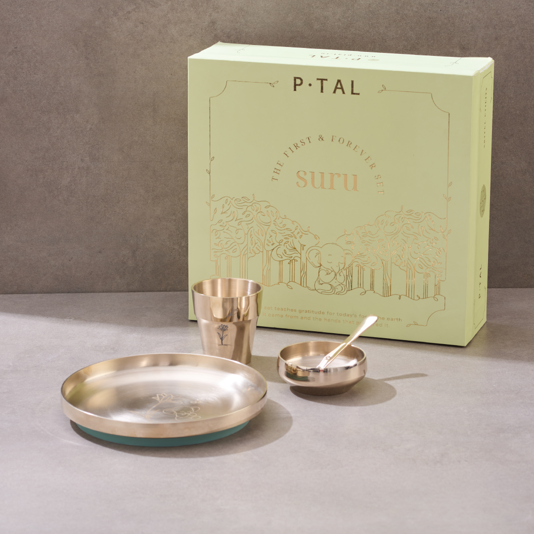 Kids Dinner Set Handcrafted In Pure Kansa (Bronze)