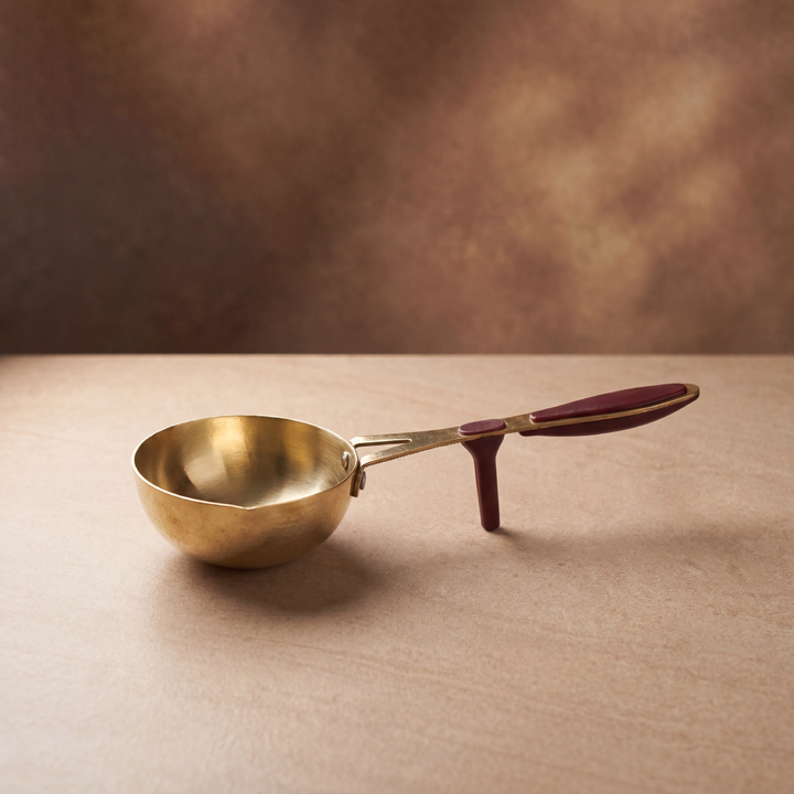 Pure Brass Tadka Pan with grip support Riveted handle