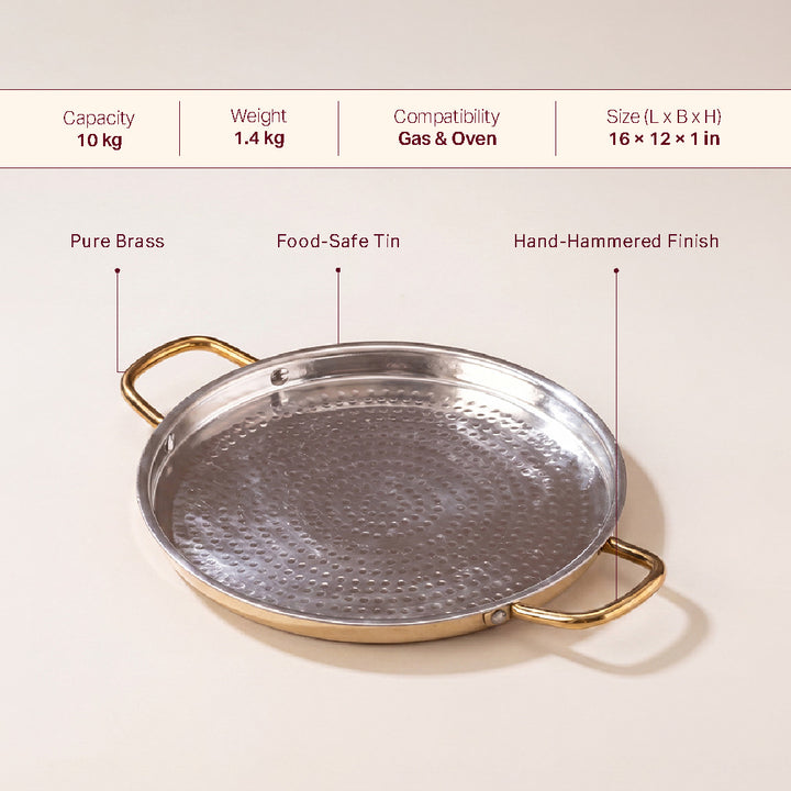 Brass Dosa Tawa with Insulated handle - Naturally Non-Stick Tawa & Uses Less Oil
