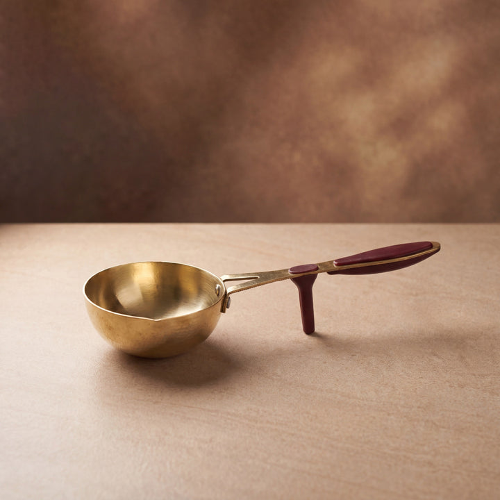 Pure Brass Tadka Pan with grip support Riveted handle