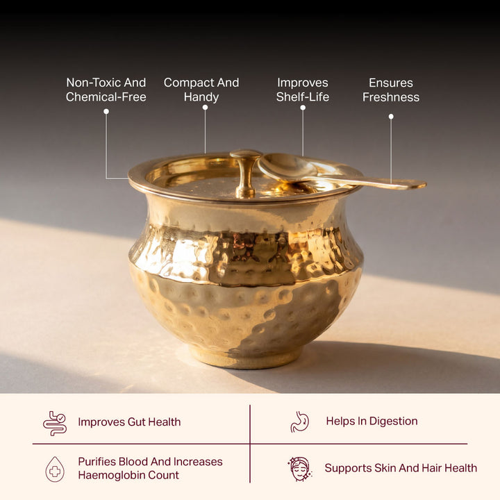 Brass Ghee Pot With Tin Coating
