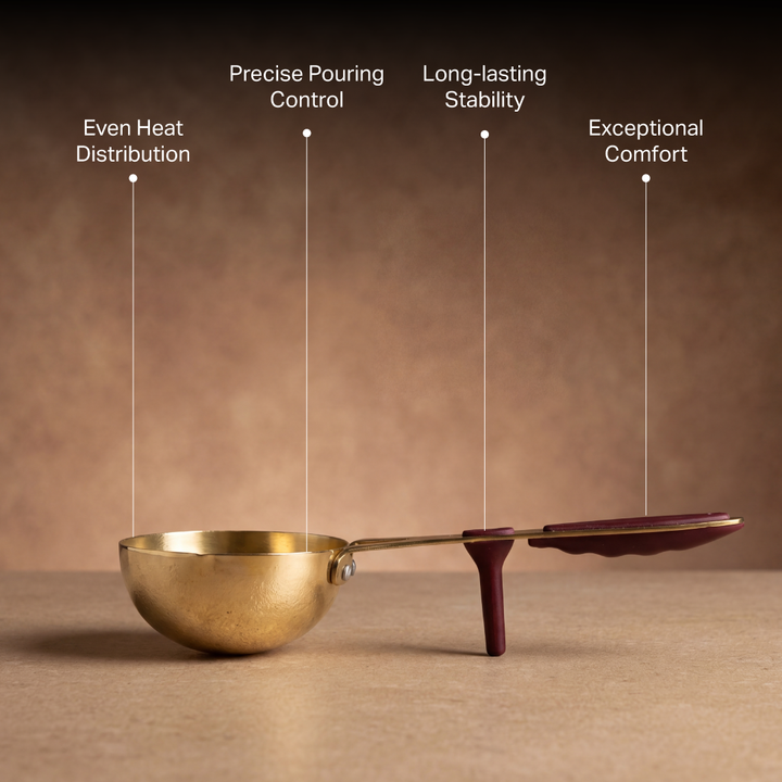 Pure Brass Tadka Pan with grip support Riveted handle