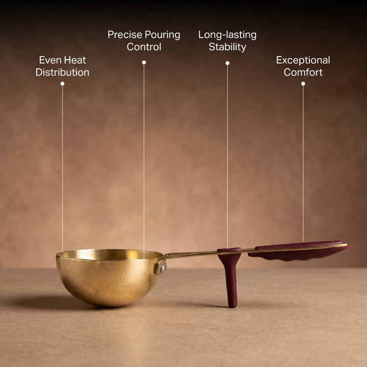 Pure Brass Tadka Pan with grip support Riveted handle