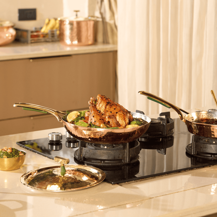 Copper Frying Pan (Frypan with Insulated Brass Handle - Saute Pan)