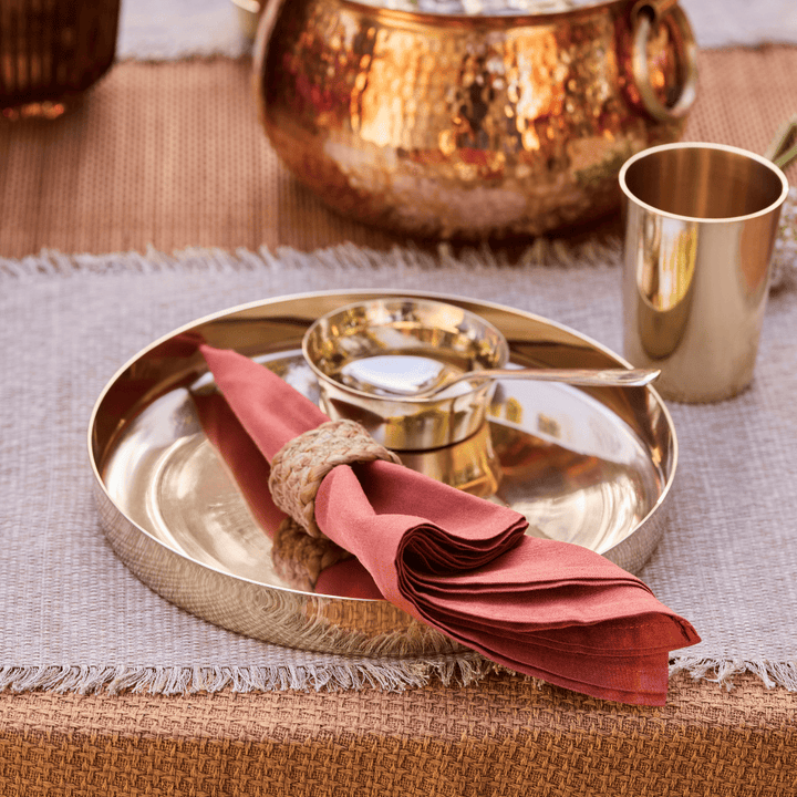Kansa Dinner Thaali Set (10.5" Thaali) - 5 pieces (1 Thaali, 2 Bowls, 1 glass and 1 spoon)