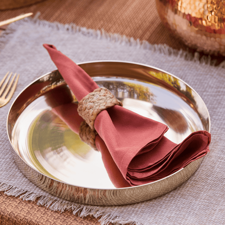 Kansa Dinner Thaali Set (Thaali -13.5") - 8 pieces set (1 pc Thaali, 5 pieces bowls, 1 pc glass, 1 pc spoon)