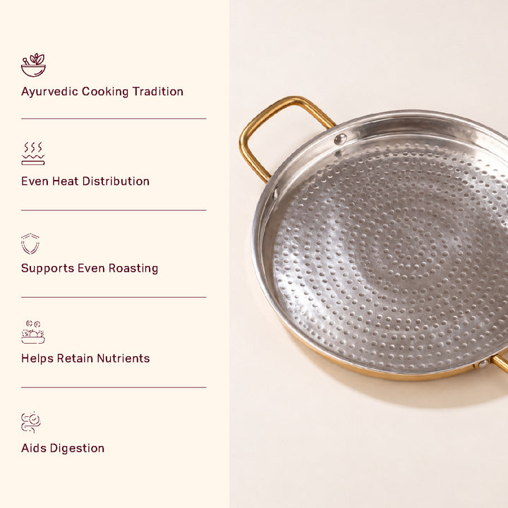 Brass Dosa Tawa with Insulated handle - Naturally Non-Stick Tawa & Uses Less Oil
