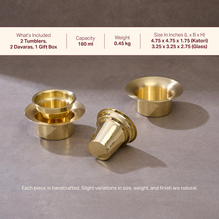 Brass Davara Coffee Serving set in Gift Box (Set of 2)