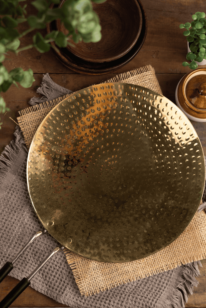 Brass Essentials Combo Set (Brass Roti Tawa, Brass Ghee Pot, Brass Kadhai)