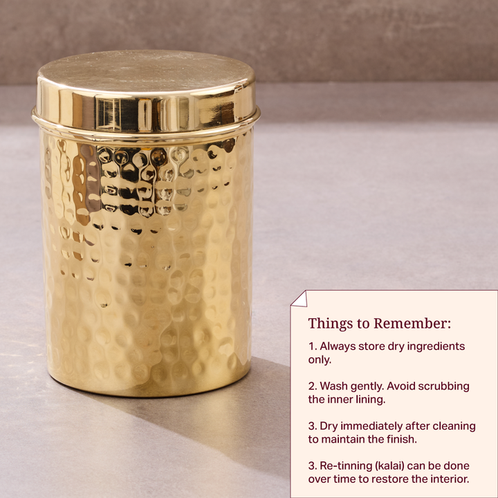 Things to remember to using Pure Brass hammered storage canister with lid