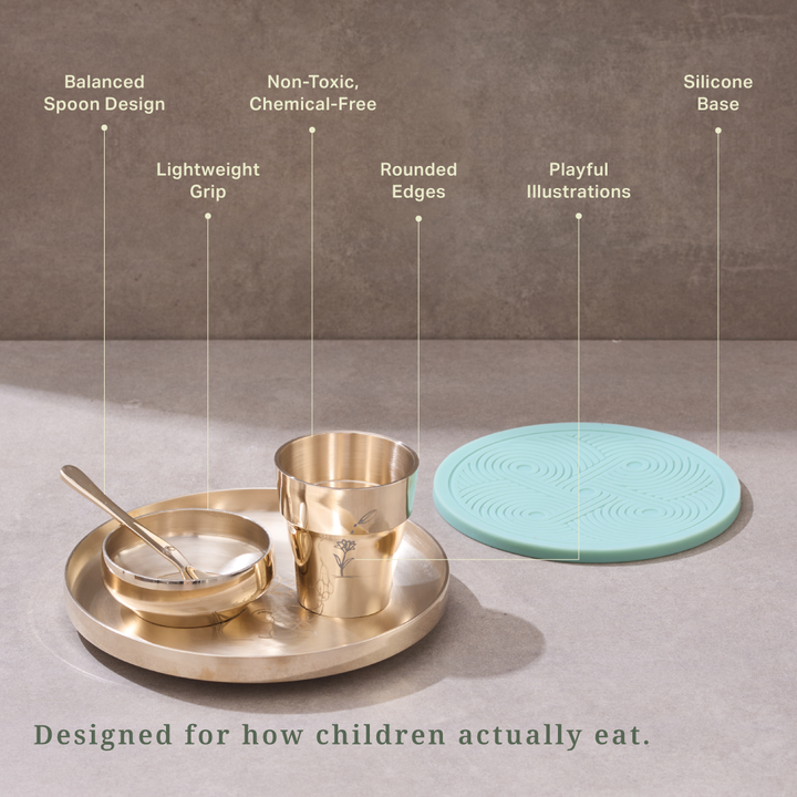 Handcrafted Kids Dinner Set | Kansa