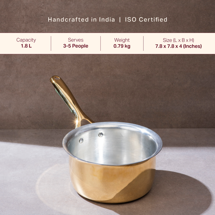 Filter Kaapi Starter Kit (Brass Davara Coffee Set + Brass Saucepan with Insulated Handle)