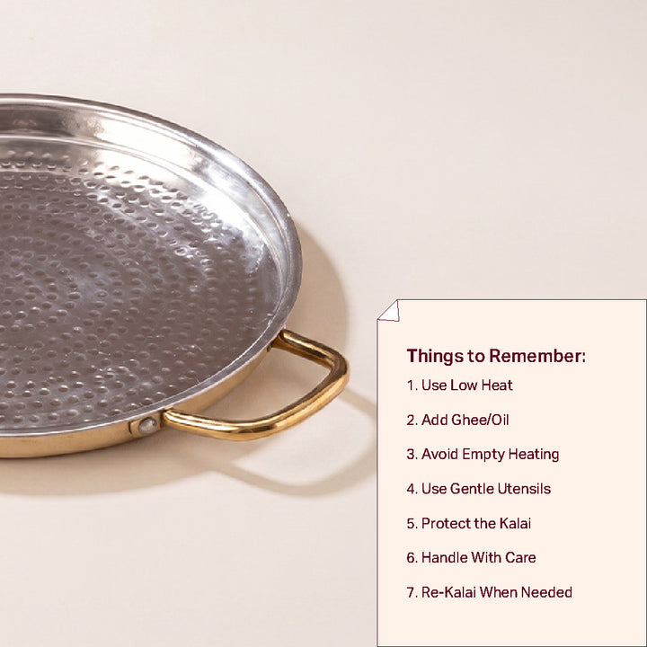 Brass Dosa Tawa with Insulated handle - Naturally Non-Stick Tawa & Uses Less Oil