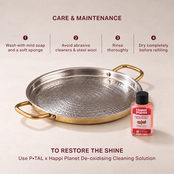Brass Dosa Tawa with Insulated handle - Naturally Non-Stick Tawa & Uses Less Oil