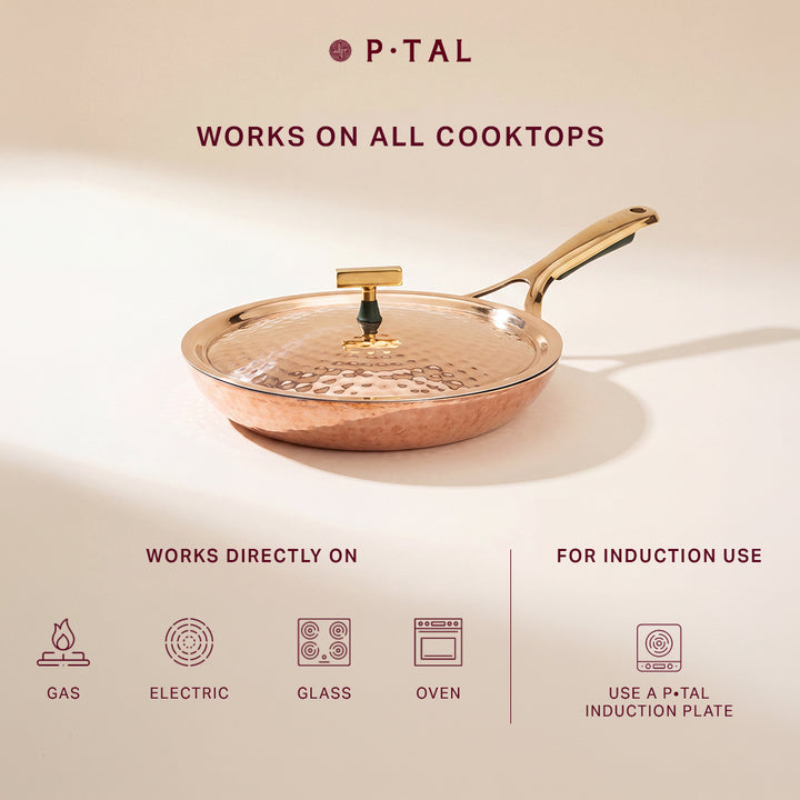 Copper Frying Pan (Frypan with insulated handle - Saute Pan)