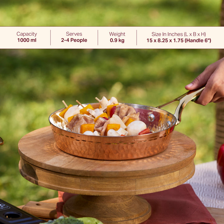 Copper Frypan (Frying Pan) with Insulated Brass Handle