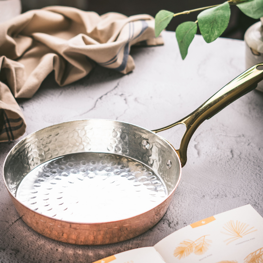 Copper Frypan (Frying Pan) with Insulated Brass Handle