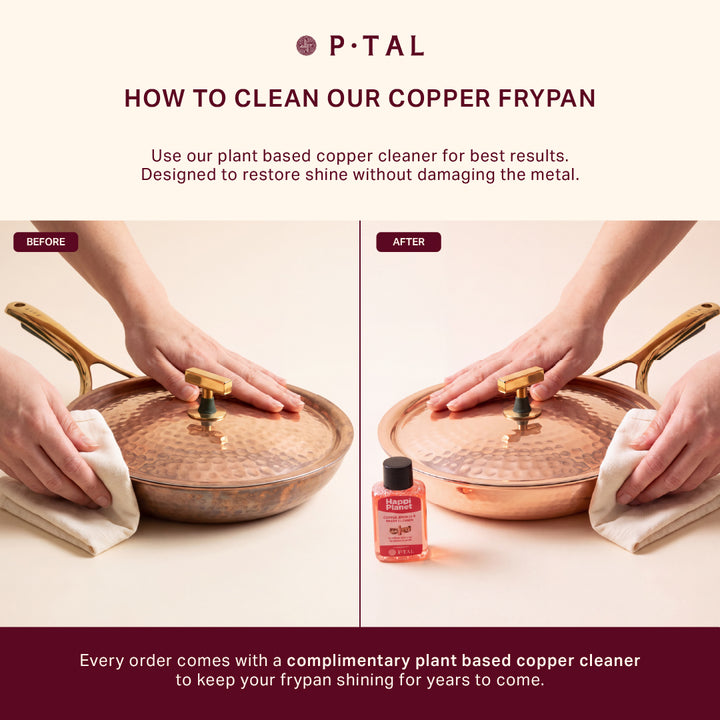 Copper Frying Pan (Frypan with insulated handle - Saute Pan)