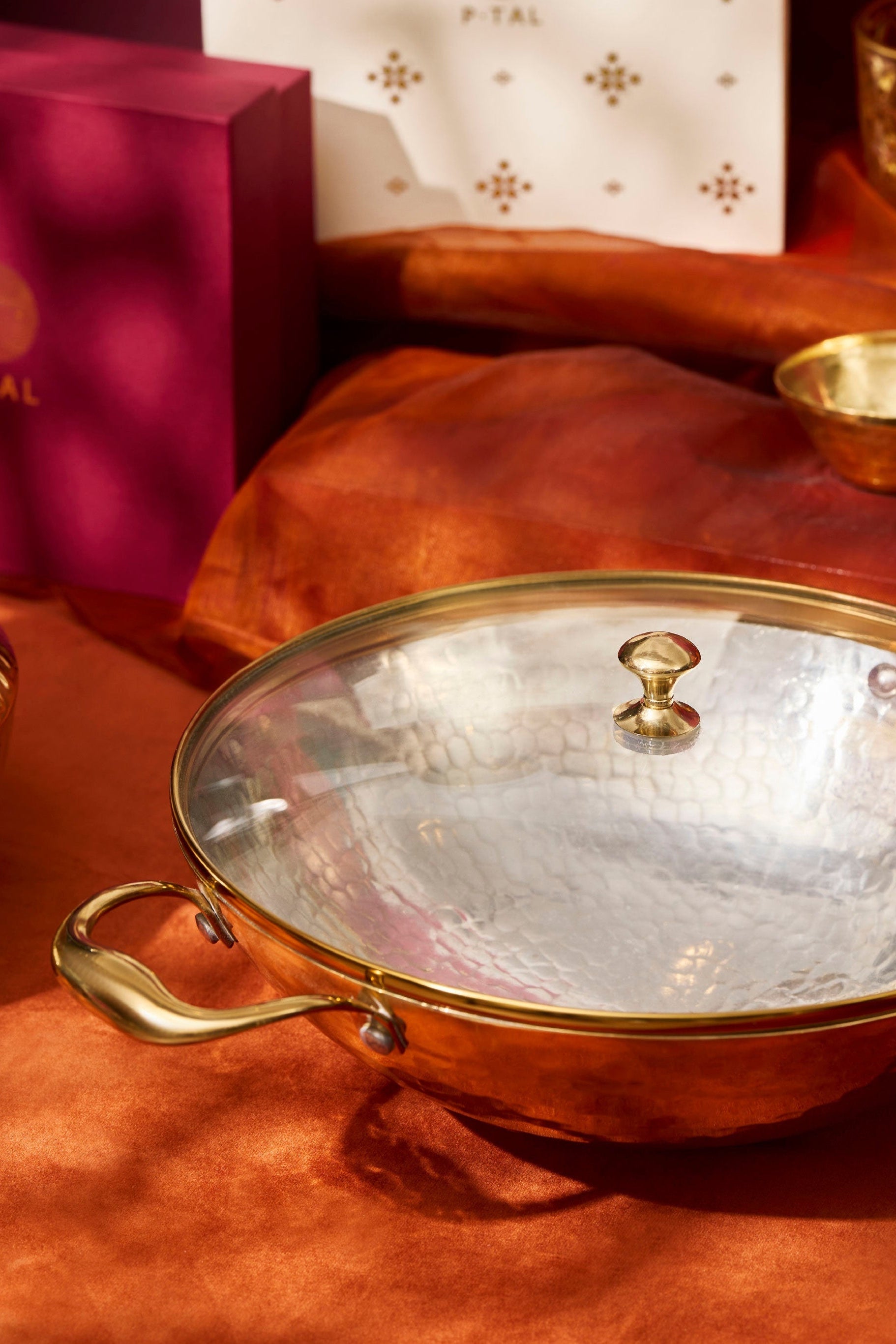 Brass Kadhai with Glass Lid (Round Base) P•TAL
