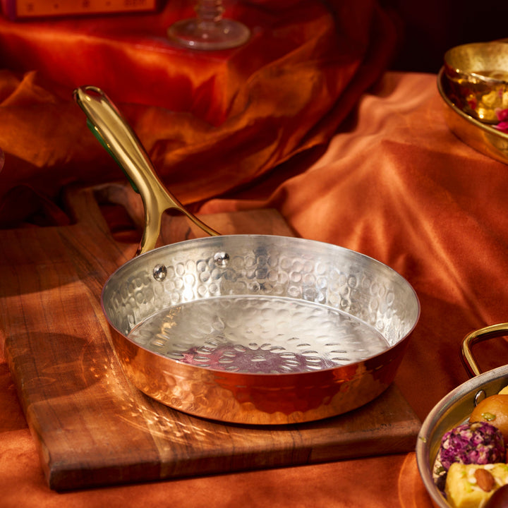 Copper Frypan (Frying Pan) with Insulated Brass Handle
