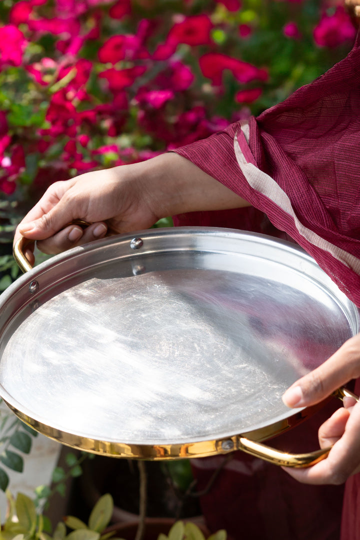 Brass Dosa Tawa with Insulated handles: Naturally Non-Stick Tava & Uses Less Oil