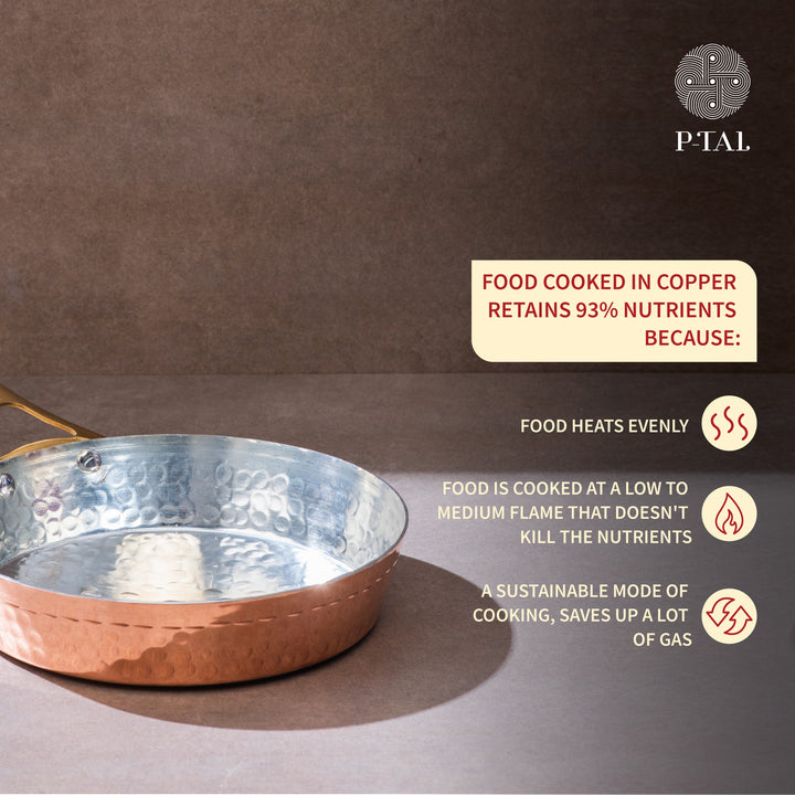 Copper Frypan (Frying Pan) with Insulated Brass Handle