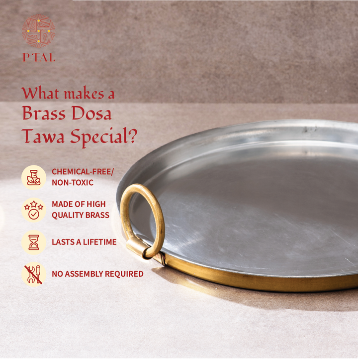 Brass Dosa Tawa: Naturally Non-Stick Tava & Uses Less Oil