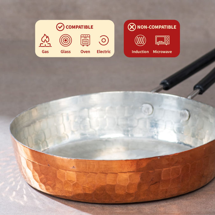 Copper Frypan (Frying Pan)- Naturally non stick , Non Toxic, Teflon Free