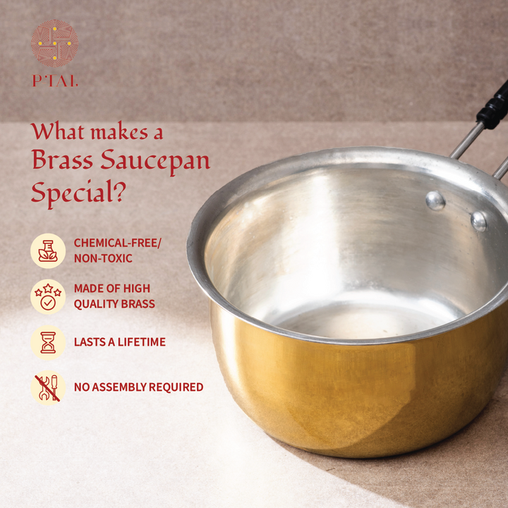 Chai Starter Kit (Brass Saucepan + Brass Mortar and Pestle)