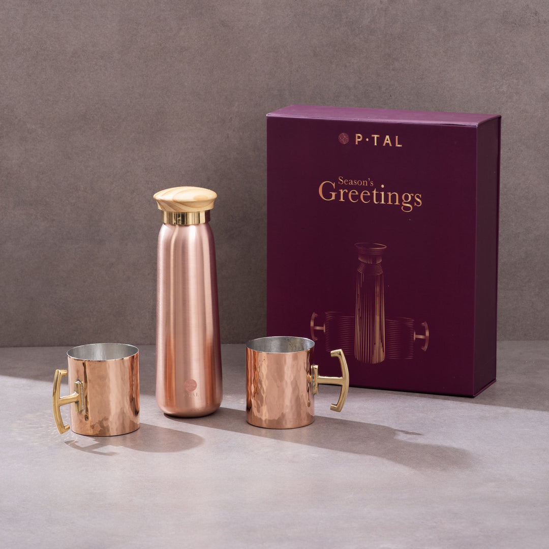 Ultimate Drinkware Gift Set: Copper Bottle and Copper Moscow Mule Mugs