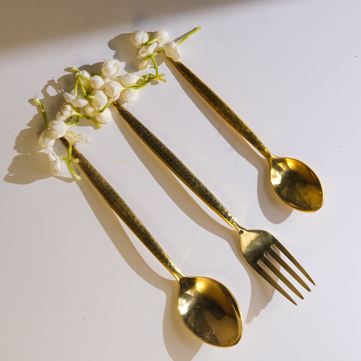 Brass Hammered Cutlery Set (Set of 4)