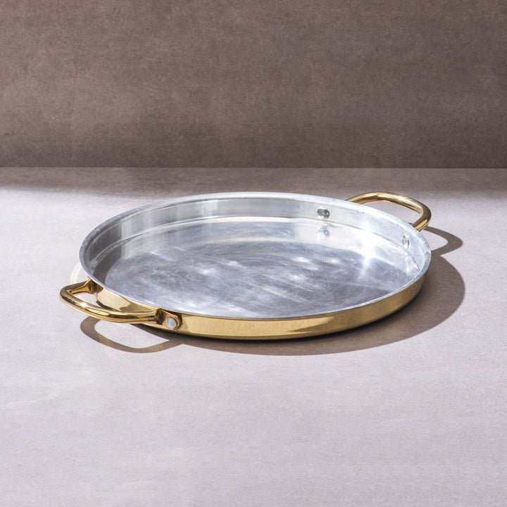 Brass Dosa Tawa with Insulated handles And Brass Ghee Pot Combo