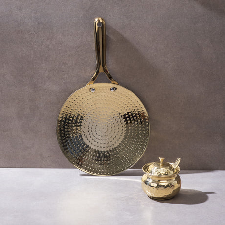 Brass Roti Tawa with Insulated handle And Ghee Pot Combo P•TAL
