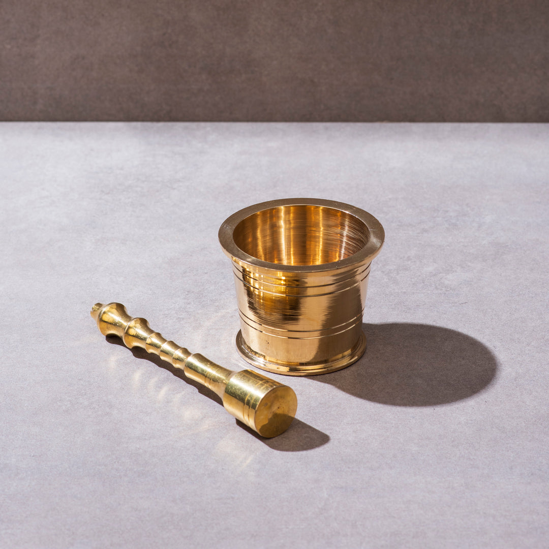 Chai Starter Kit (Brass Saucepan with Insulated handle + Brass Mortar and Pestle)