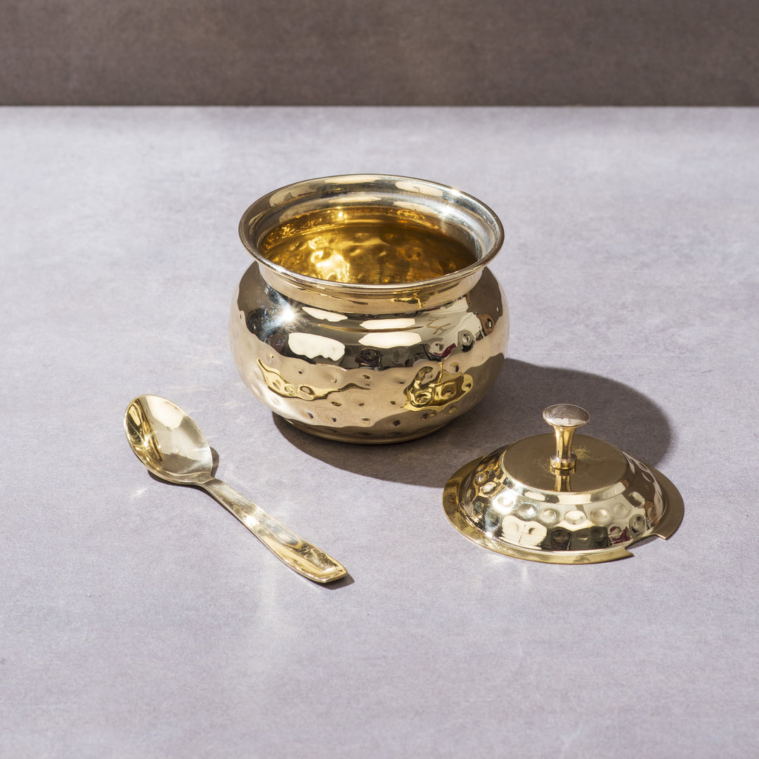 Brass Dosa Tawa with Insulated handles And Brass Ghee Pot Combo