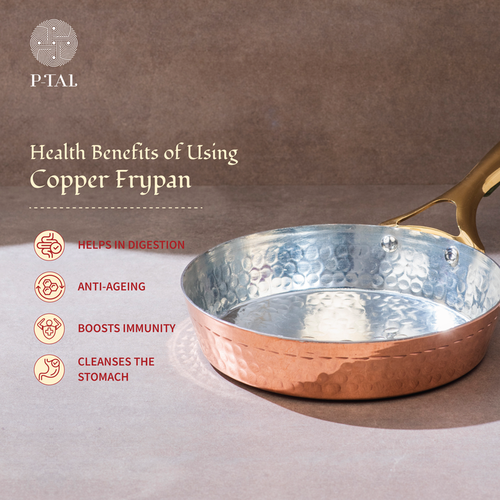 Copper Frypan (Frying Pan) with Insulated Brass Handle