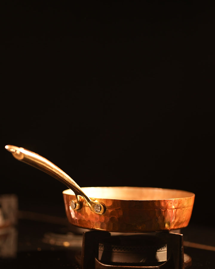Copper Frypan (Frying Pan) with Brass Handle