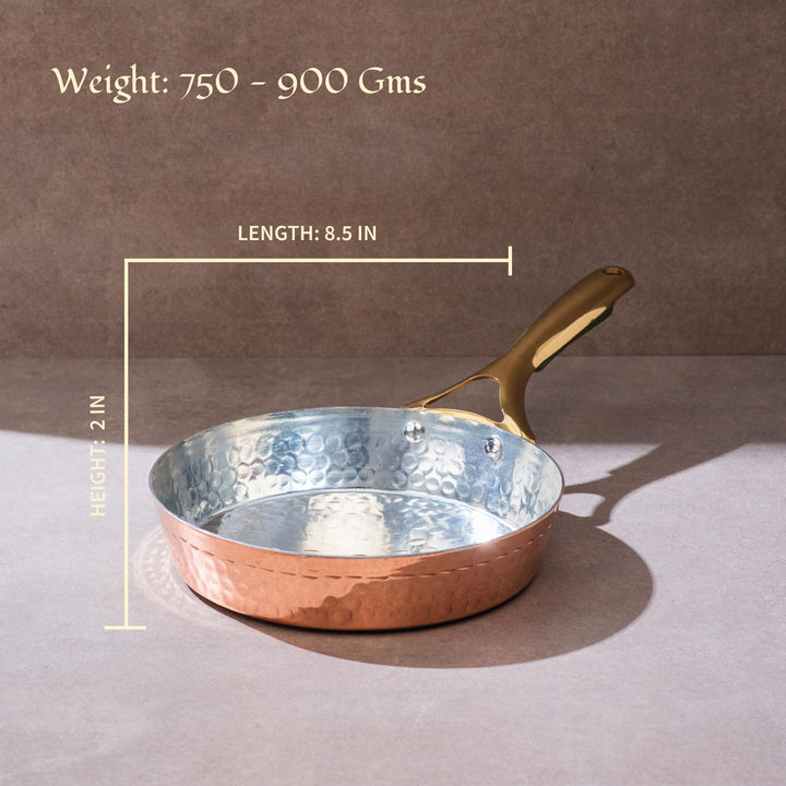 Copper Frypan (Frying Pan) with Insulated Brass Handle