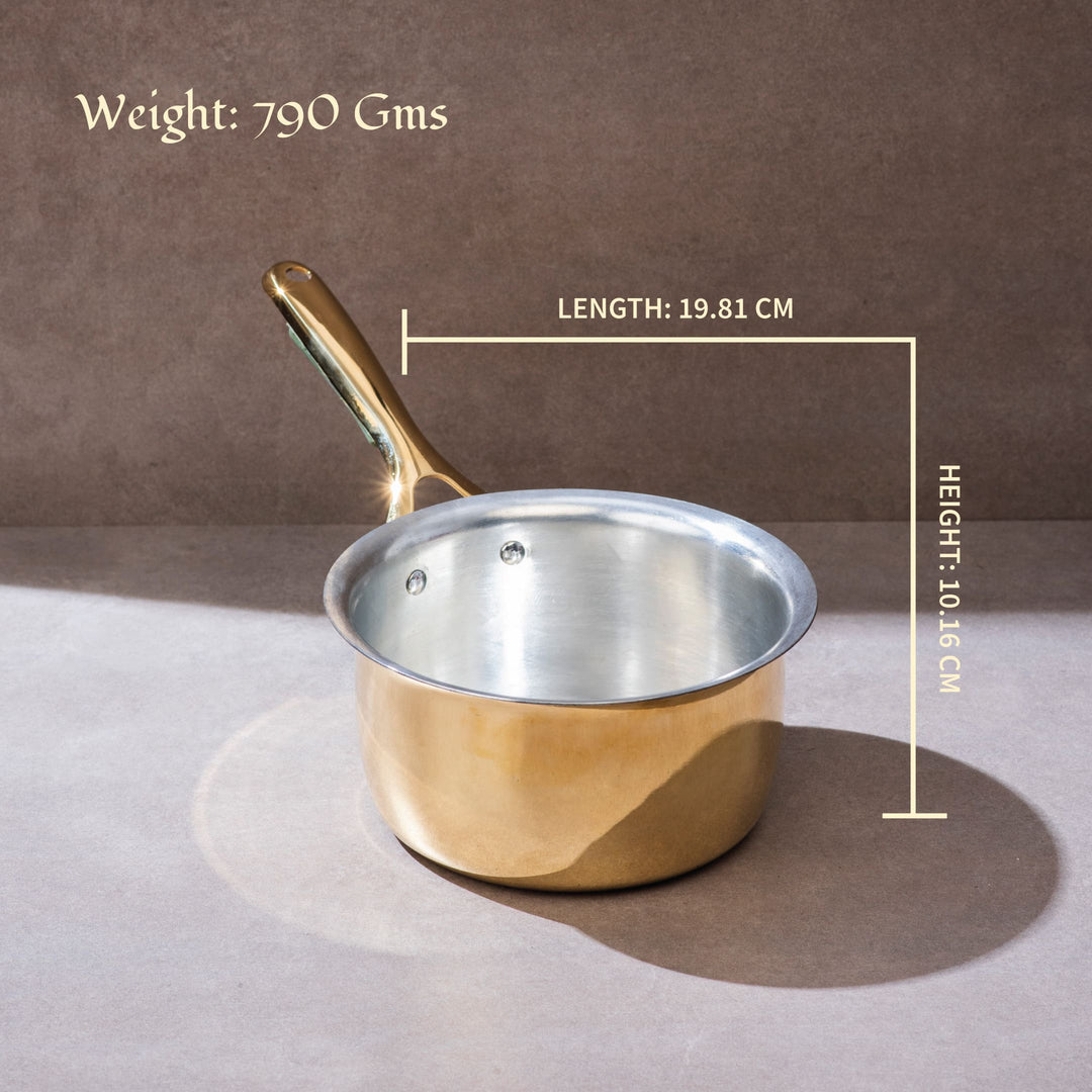 Chai Starter Kit (Brass Saucepan with Insulated handle + Brass Mortar and Pestle)